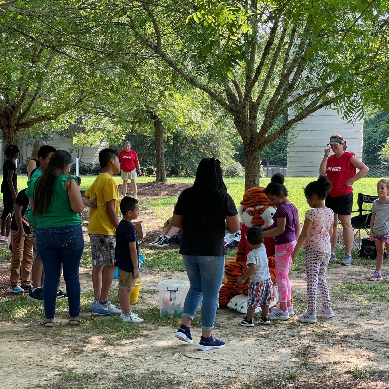 Families enjoying games