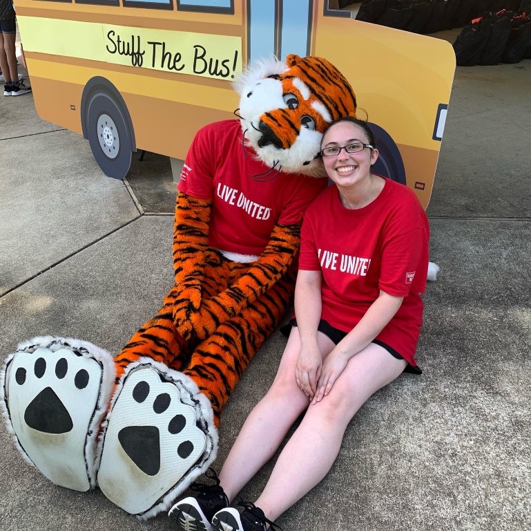 Aubie and United Way Staff Member