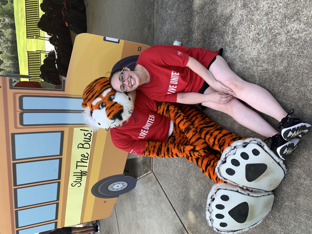 Aubie and United Way Staff Member