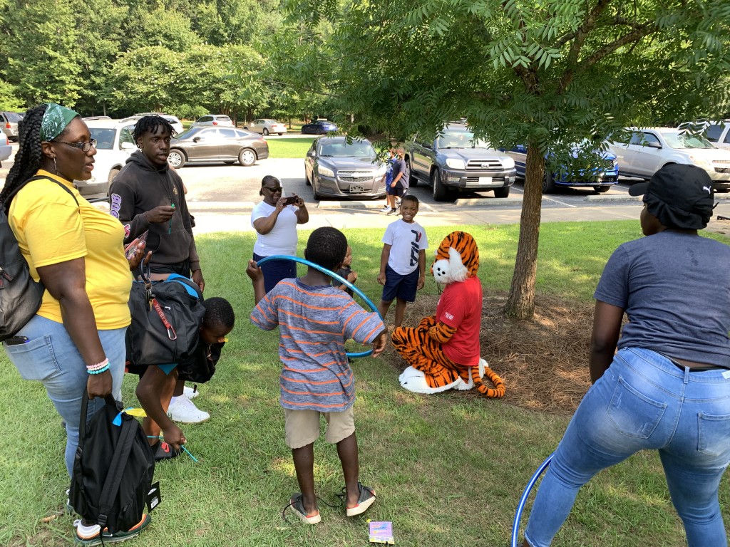 Families enjoying games