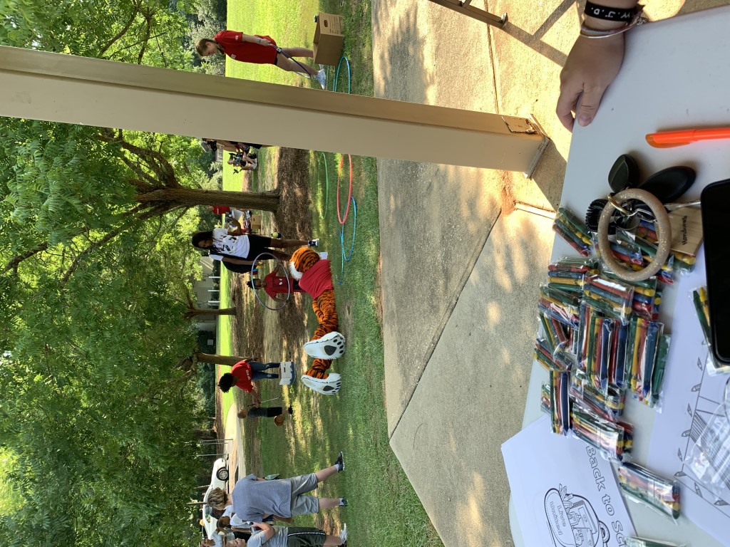 Aubie enjoying games with families